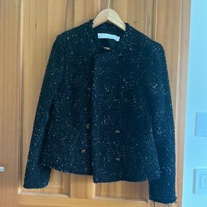 IRO oversized black tweed double breasted blazer, size 36 French (size 2 / 4 US)